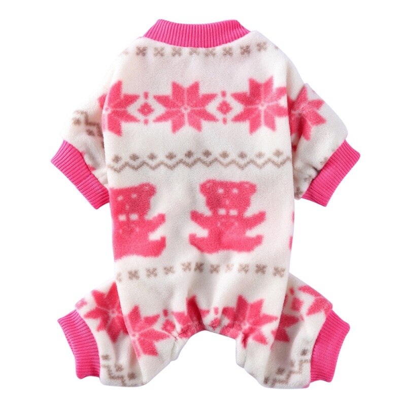 Winter Hond Kleren Mooie Sneeuwvlok Zachte Fleece Pyjama Voor Kleine Middelgrote Honden Puppy Warme Hond Kleding 4-Legged Jas kleding #: Roze / L