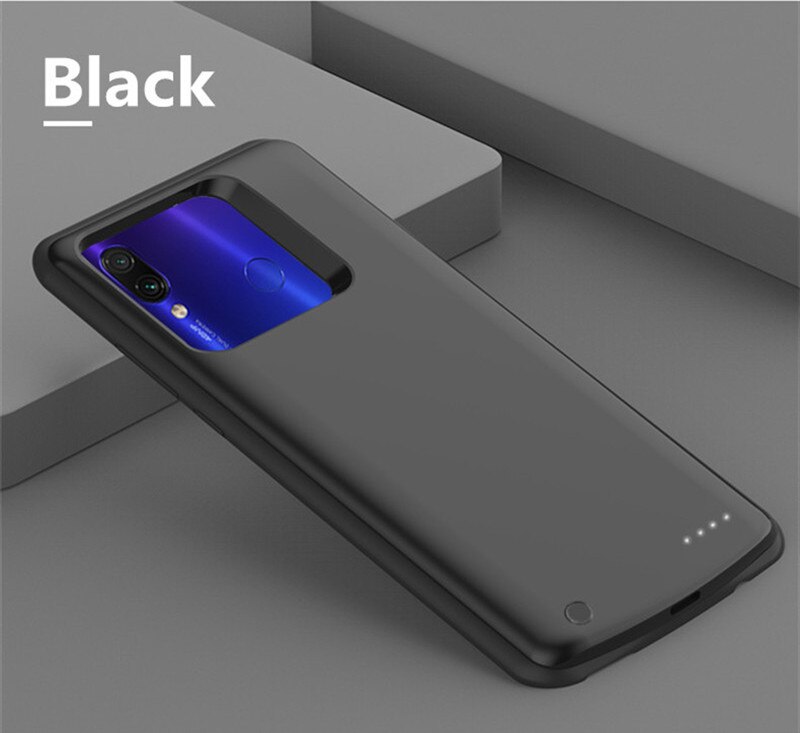 Draagbare Power Bank Batterij Case Voor Xiaomi Redmi Note 7 Externe Batterij Oplader Cover Case 6800Mah Power case: Black
