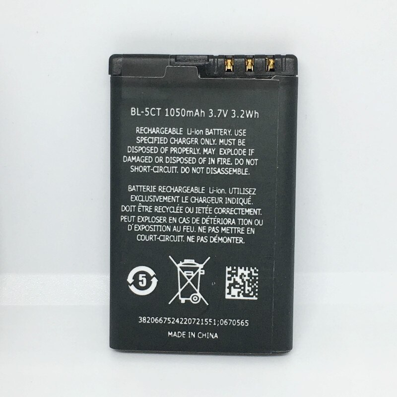 Hoge Qualtiy 1050Mah Bl 5CT BL-5CT Batterij Voor Nokia 3720C 5220XM 6303C 6303i 6730C C3-01 C5-00 C6-01 C5-02 Batterij BL5CT