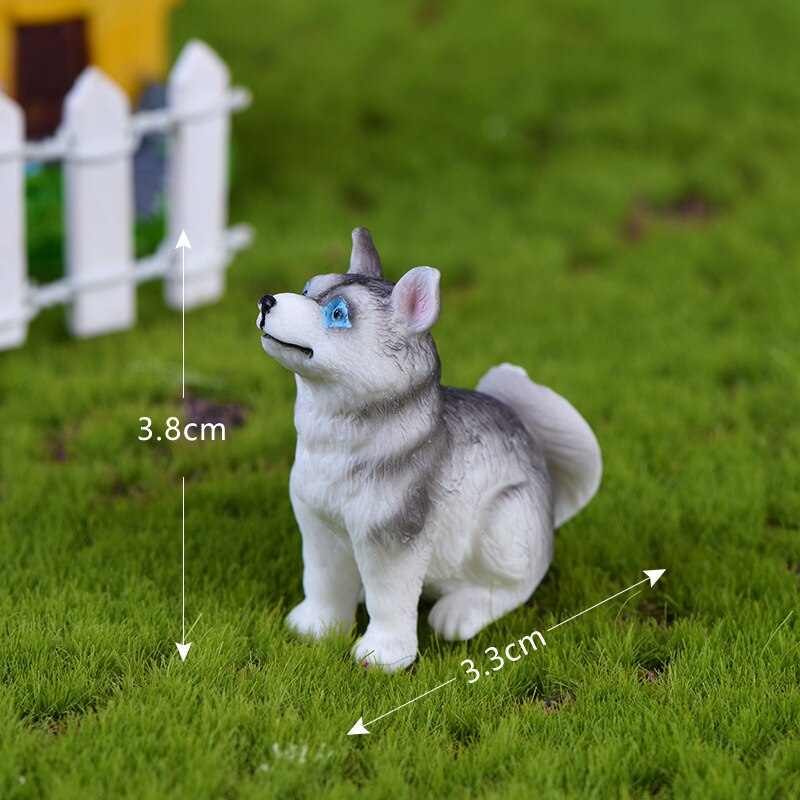 Diy avslappnad hund husky djurfigurer heminredning tillbehör älva trädgård bonsai harts miniatyrer jul: 3