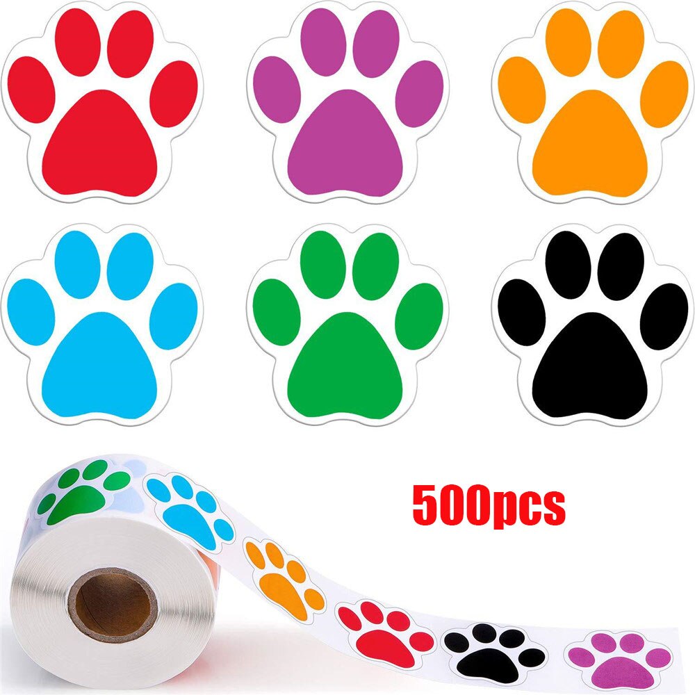 500 Stuks Leuke Kleurrijke Poot Stickers Kawaii Briefpapier Kids Beloning Stickers Diy Afdichting Labels Verpakking Tool Tags