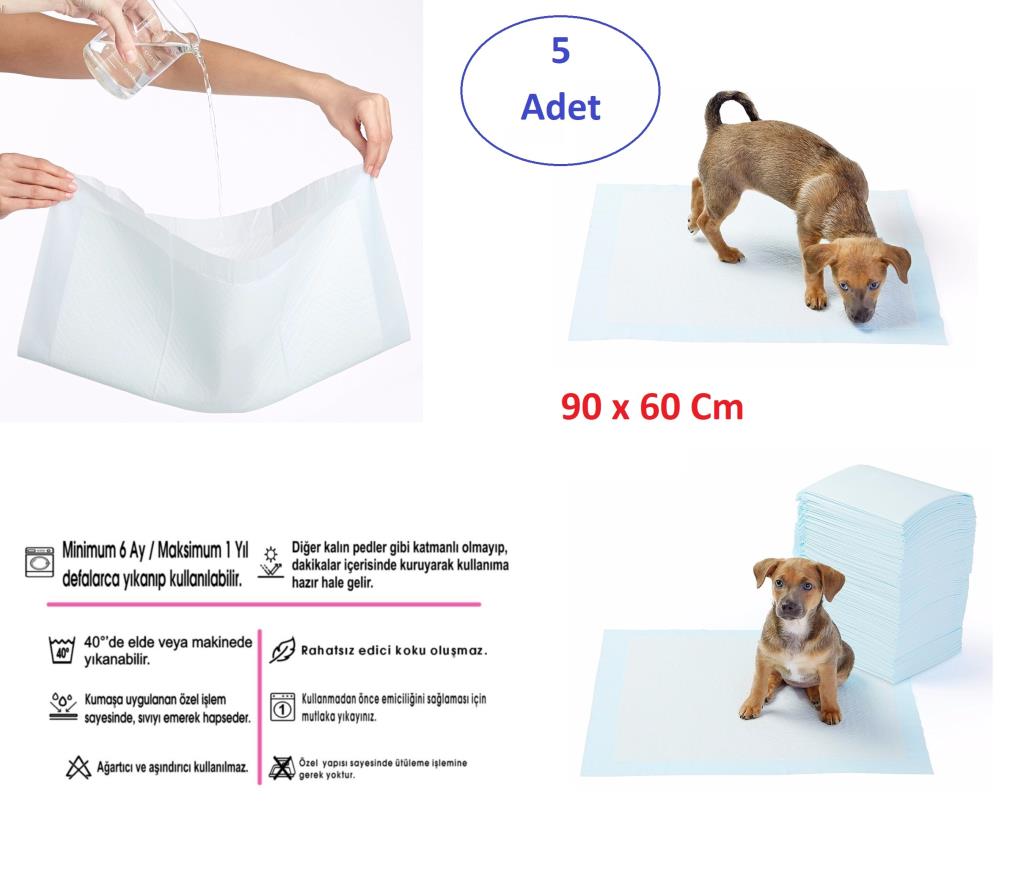 Lavable Chien Pipi Pad-90X60 Cm 5li Paquet