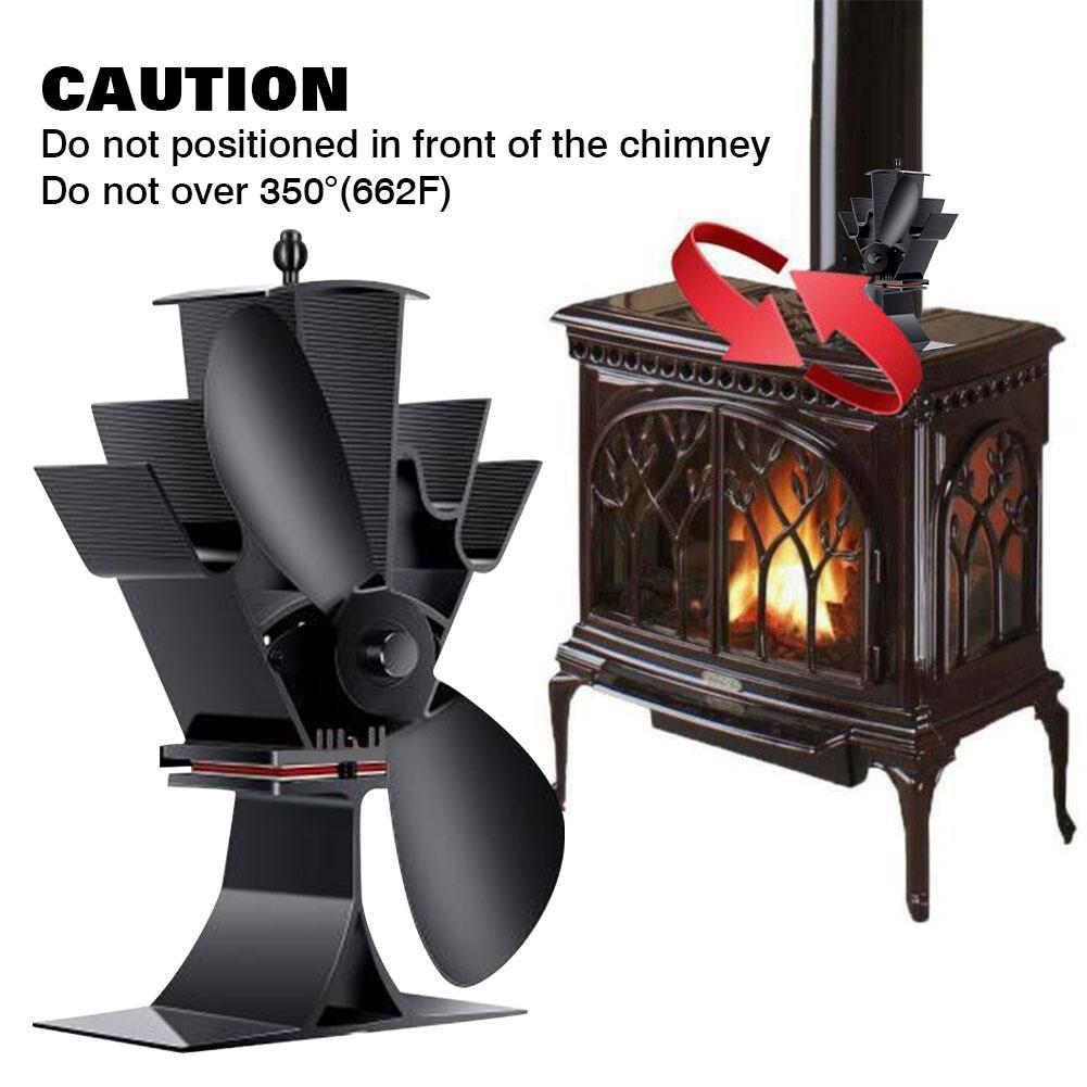 Safe Efficient Stove Fan 2 Blades Heat Powered Fireplace Fan Eco Friendly Quiet Home Efficient Heat Distribution
