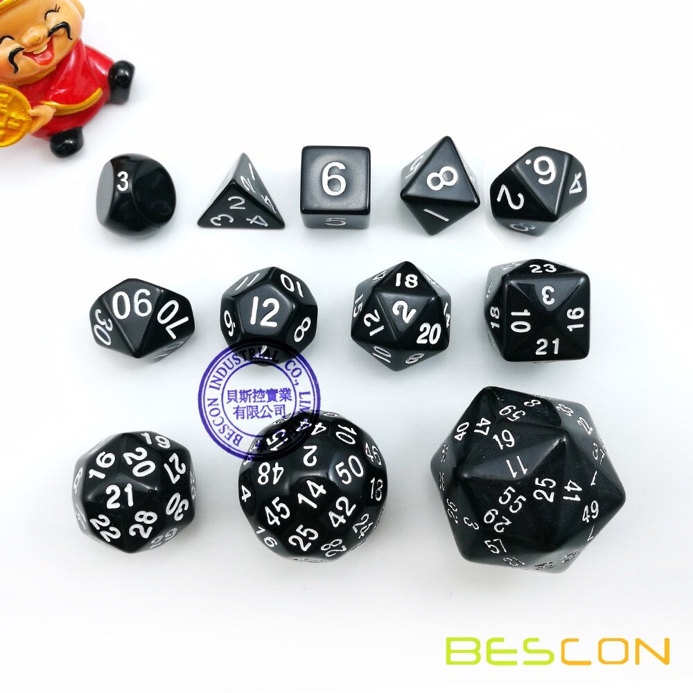 Bescon Neue Stil Polyhedral Würfel 50-seitige Gaming Würfel, D50 sterben, D50 würfel, 50 seiten Würfel, 50 Seitige Cube, 5 Assorted Opaque Farbe