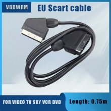 Scart til sart kabel eu scart kabel til tv dvd stb 21- pin scart hann til hann 0.75m