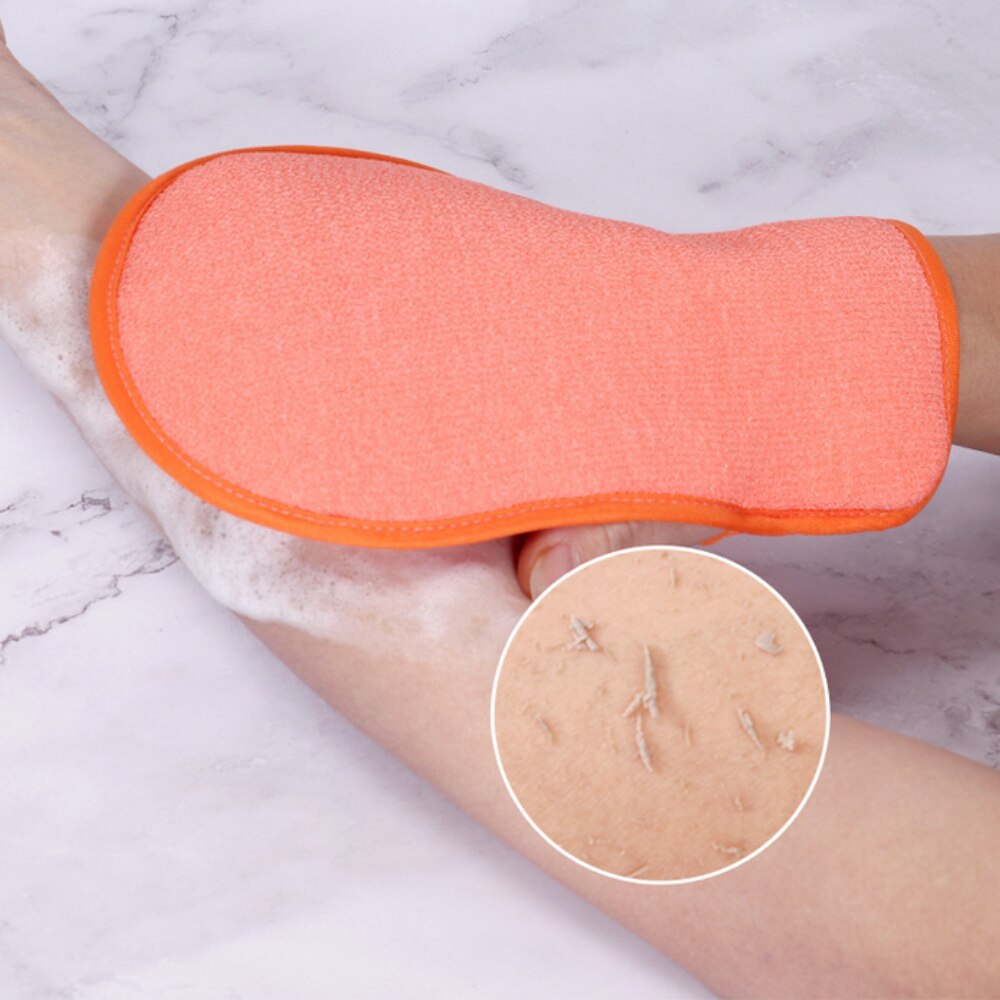 Toalla de doble cara para frotar, manoplas de baño para el hogar, color caramelo, exfoliante, barro, indolora