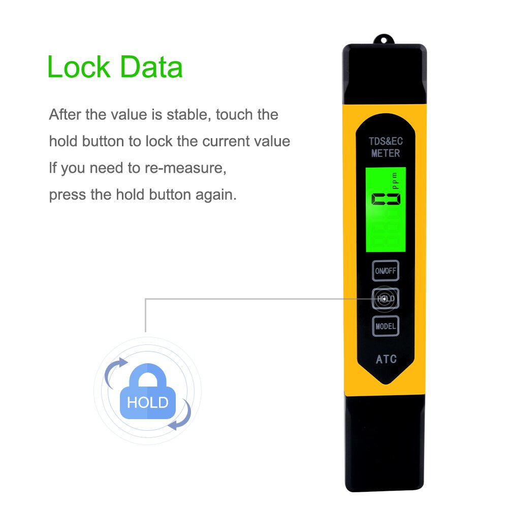 3 In 1 Multifunctionele Digitale TDS EC Meter Temperatuur ATC Tester pen Geleidbaarheid Water Meting Analyzer met backlight