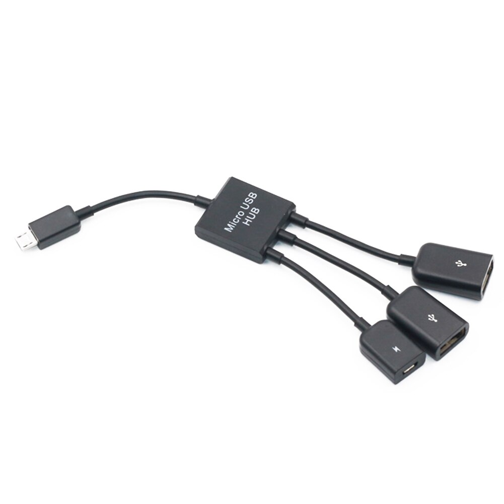 3 In 1 Micro Usb Power Opladen Otg Hub Cable Adapter Converter Extender Voor Samsung Sony Toshiba: Black