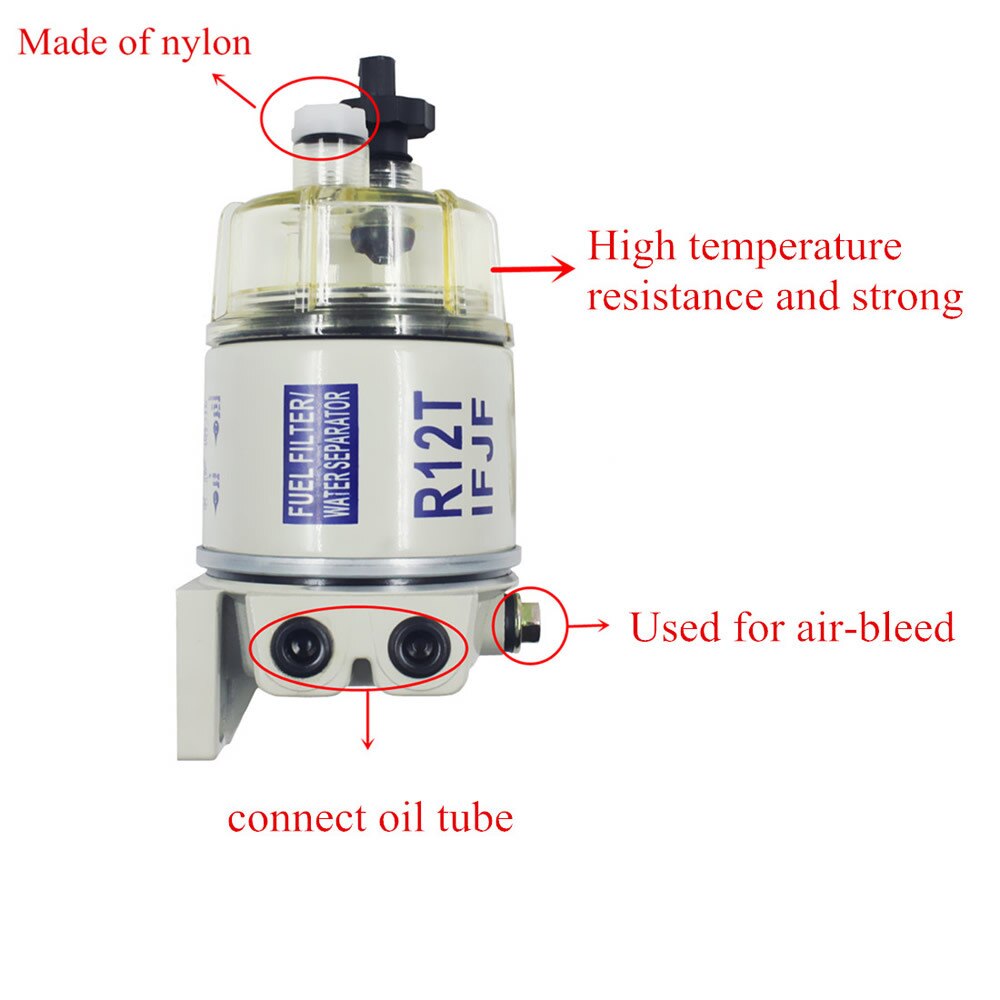 Kombination af  r12t brændstof/vand separator filter komplet og ekstra filter element til racor 140r 120at s3240 npt  zg1/4-19