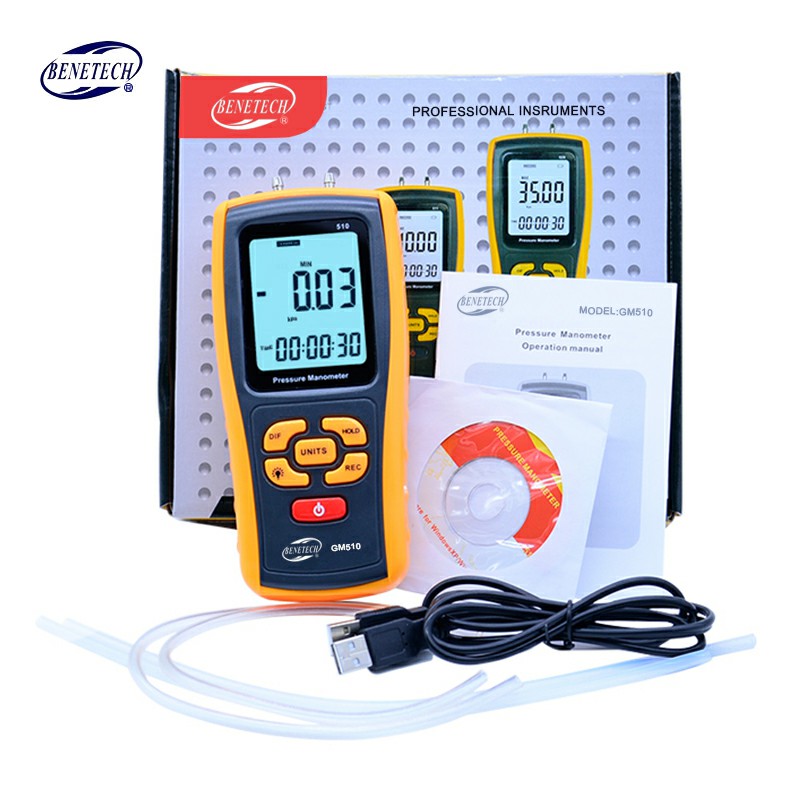 Portable Digital LCD display Pressure manometer GM510 Max Pressure 50KPa differential manometer pressure gauge