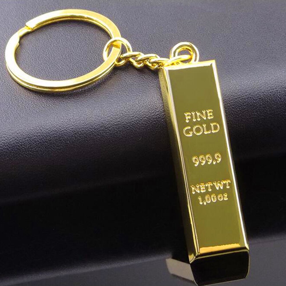 Car Keychain Gold Bar Key Rings Decoration for Mitsubishi Pajero Land Rover freelander Mazda 626 Chrysler 200 Key Chain