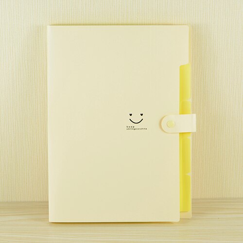 Stationery Student A4 File Folder 5-layer Data Test Paper Bag Multi-function Bill Bag Storage Folder Office Supply: Beige yellow