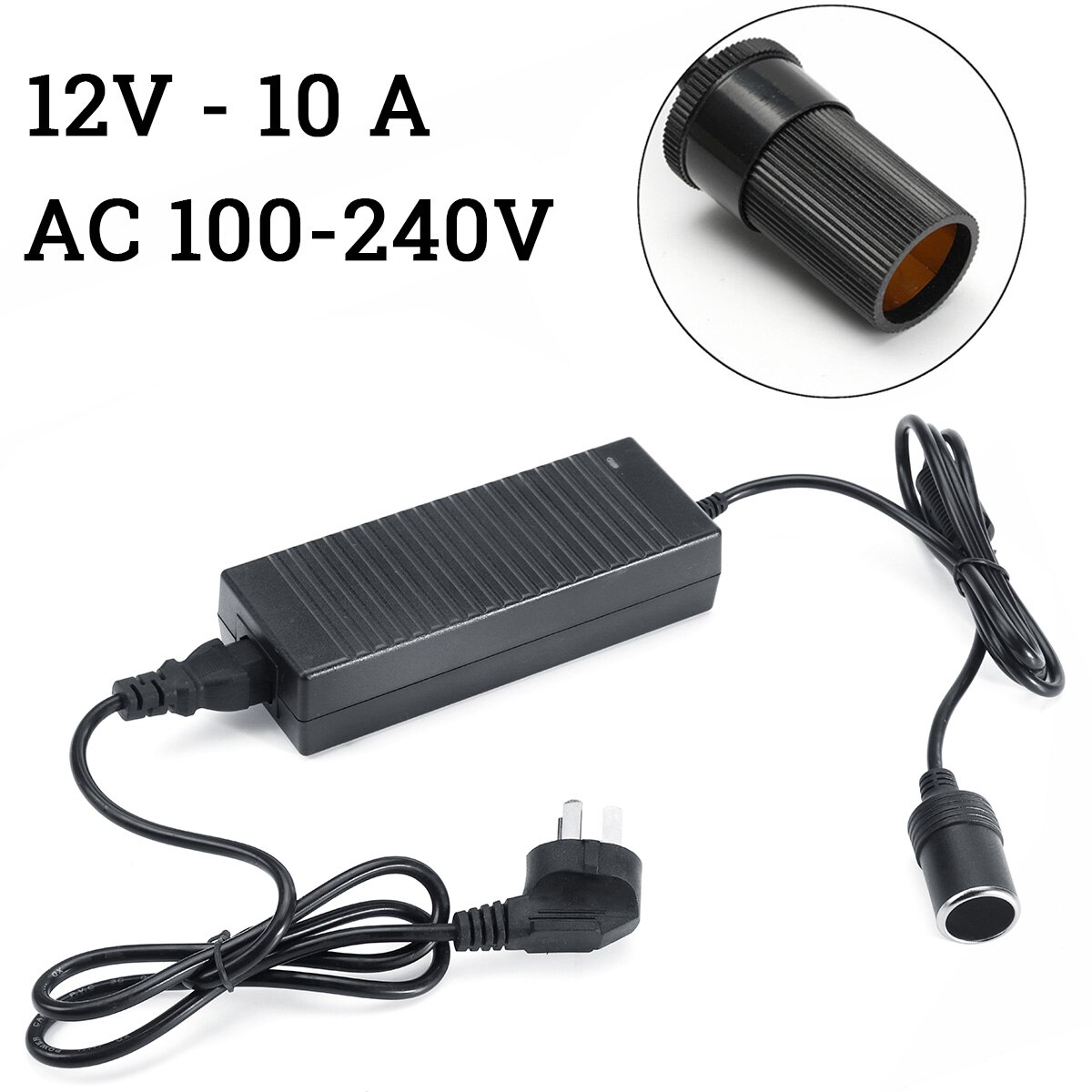 Ac 100V-240V Adapter Dc 12V 10A Voeding Adapter Auto Sigarettenaansteker Converter Inverter 12V Aansteker Met Eu Plug