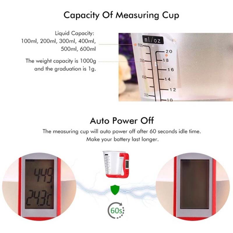 LCD display electronic measuring cup kitchen scale electronic beaker host weighing temperature measuring cup