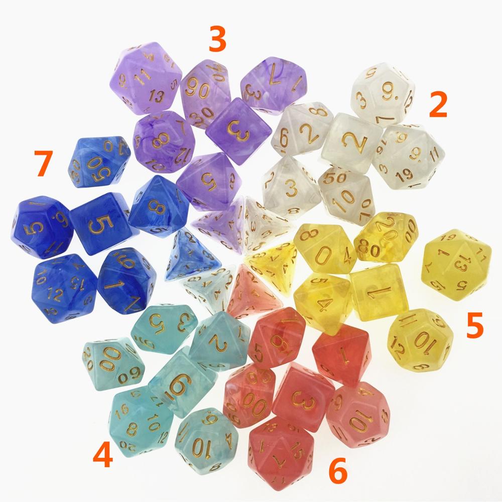 7 Stks/set Veelzijdige Dobbelstenen D & D D4 D6 D8 D10 D % D12 D20 Polyhedral Trpg Games Dobbelstenen Set voor Board Game