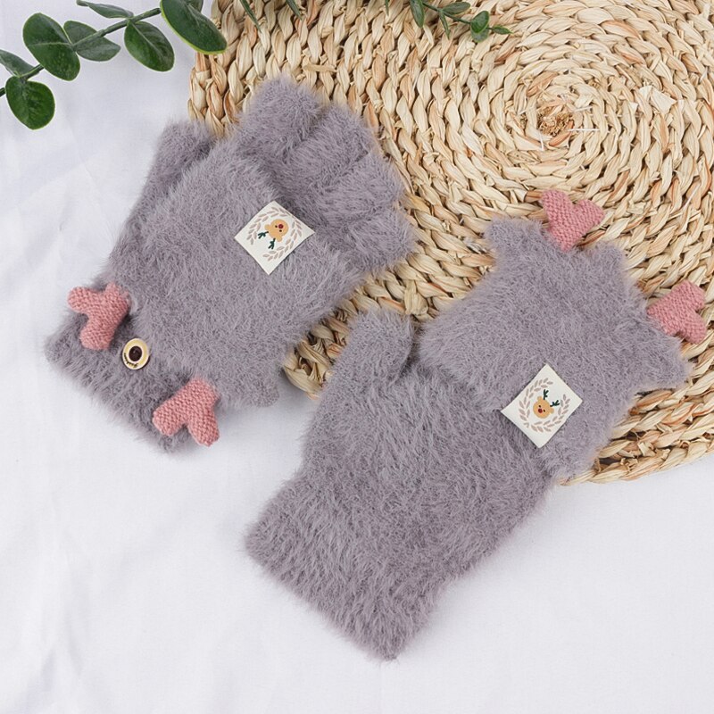 Dzianinowe rękawiczki bez palców dla dziewczynek ciepłe Faux futrzane mitenki dziecięce zimowe pół z efektem poruszania palcem okładka maluch prezent akcesoria dla dzieci: 8