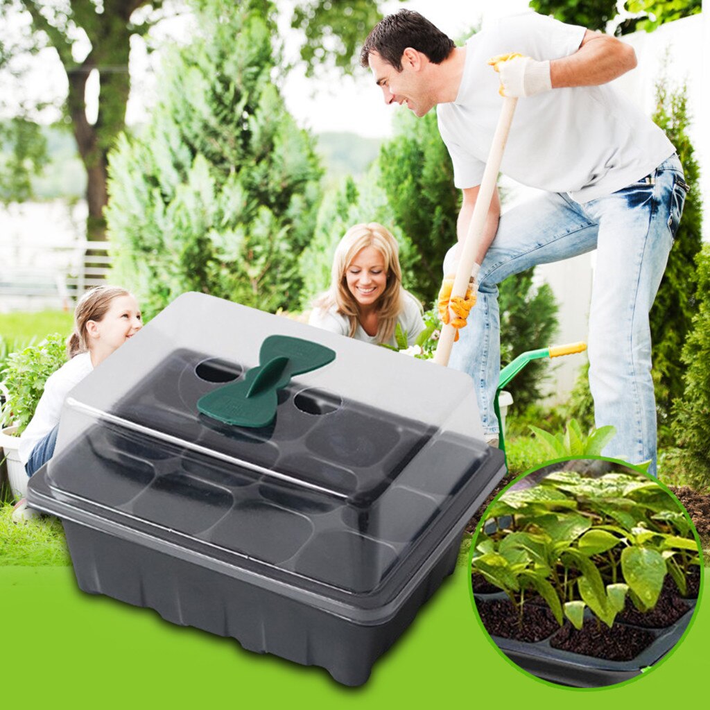 12 Hole Plant Seed Grow Box Nursery Seedling Starter Garden Yard Tray Seeding box with hole seedling box#25