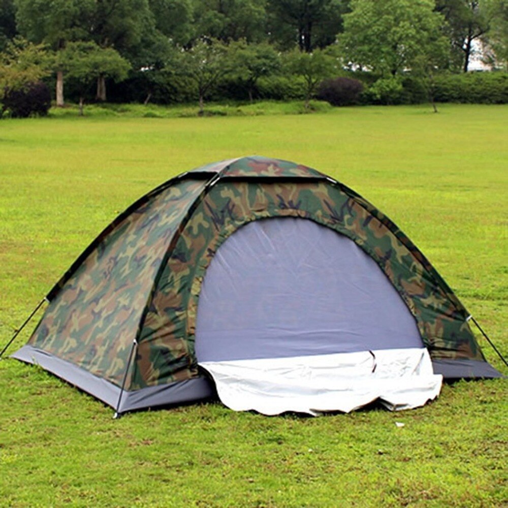 Uitverkoop Draagbare Outdoor Camping Dubbele Personen Tent Waterdicht Dirt-Proof Camouflage Opvouwbare Tent Voor Reizen Wandelen