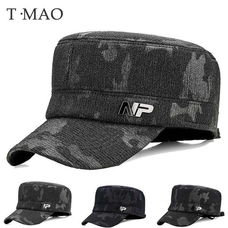 T-mao herr keps vinter hattar kepsar för män manchester tjocka hörselskydd ridning varm utomhus varm filt mössa