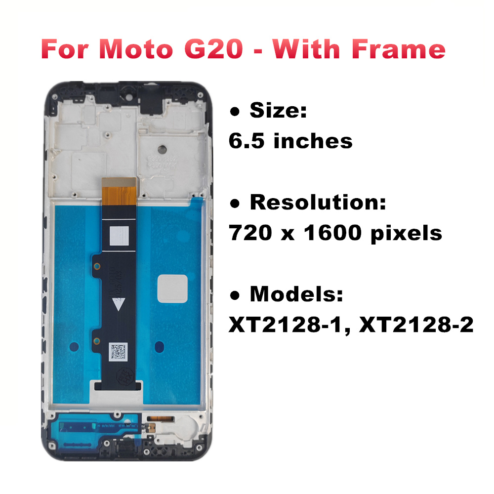 Wyświetlacz robić serii Moto G robić Motorola Moto G10 G20 G30 G50 4G 5G G60 G60S G100 Wyświetlacz LCD Ekran dotykowy Digitizer z ramką: niebieski lotos