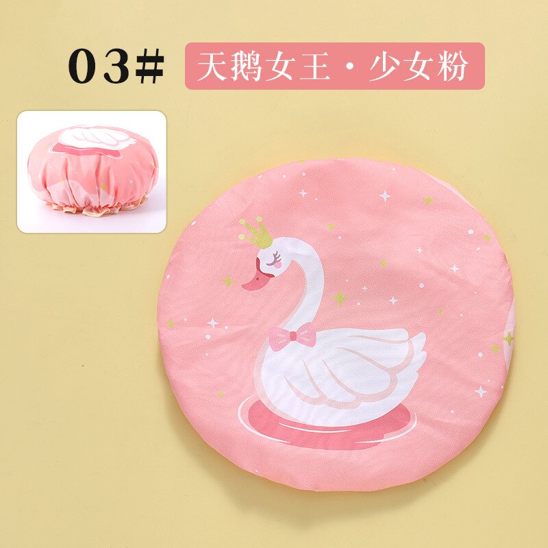 Cute Double Layer Bath Caps Waterproof Silk Head Wrap Hair Cover Lampblack Soot Resistant Shower Caps Satin Bonnet Breathable: 03 Red