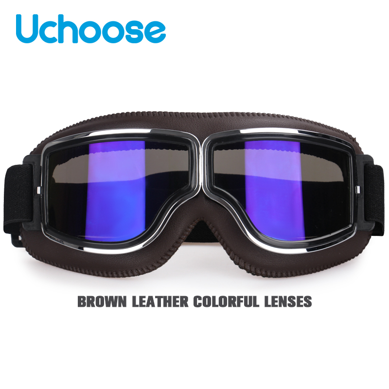 Winddichte motorhelmbril Leer Veiligheid Beschermend Antireflectie Motocross Cross-country Steampunk Glas Verschillende stijlen