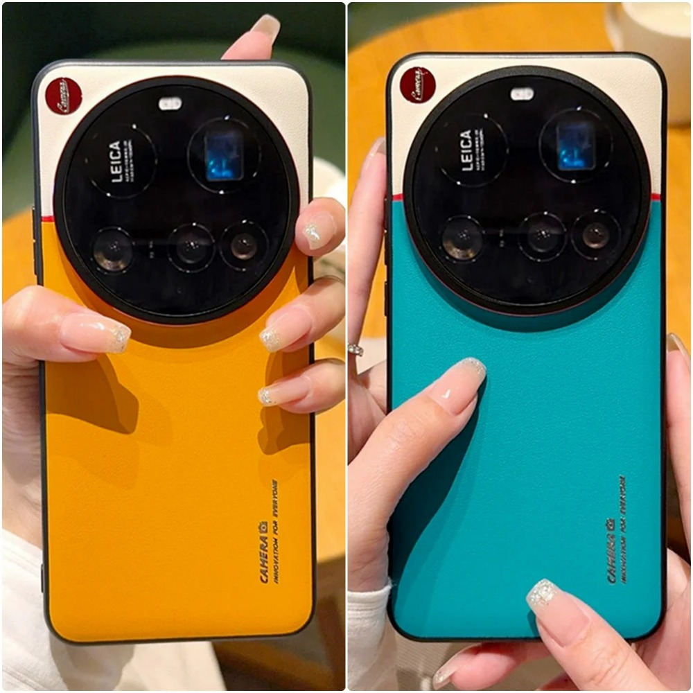 Para xiaomi 15 14 pro ultra 13 caso de luxo ultrafino fosco contrastante couro proteção da câmera titânio prata borda capa