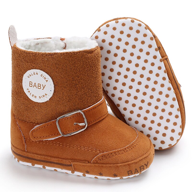 Baby Meisjes Jongens Snowboots Peuter Schoenen Winter Half Laarzen Baby Zachte Bodem Schoenen: Bruin / 0-6 months