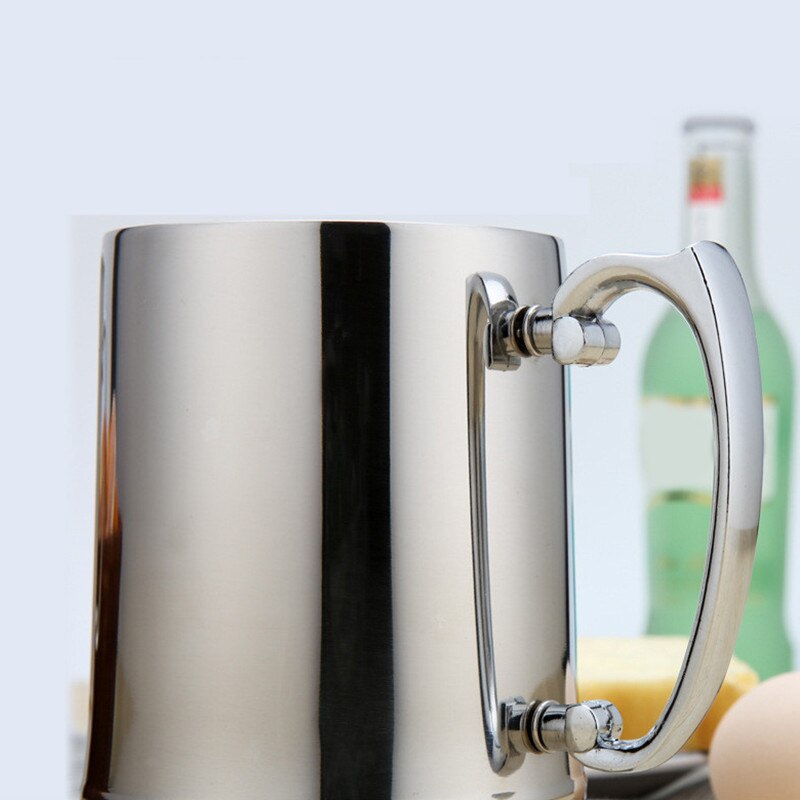 450Ml Double Layer 304 Stainless Steel Beer Mug Cocktail Flame Cup Handle Coffee Cup Breakfast Milk Cup With Handle Cof