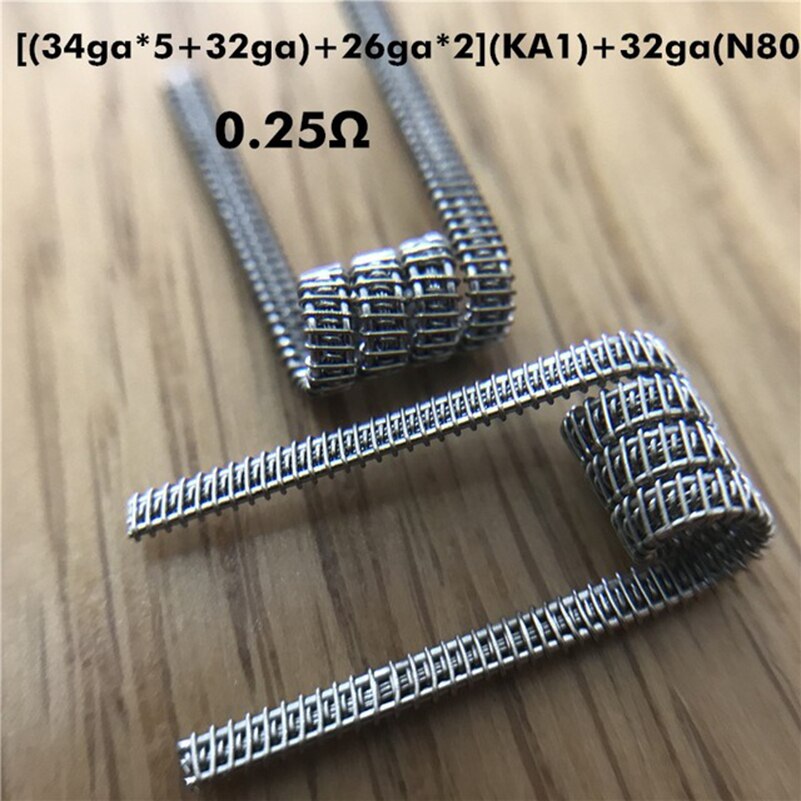 10PCS Premade Heating Coil Wire High Density Ni80 SS316L KA1 Framed Staple Juggernaut Stagger Fused RDA RBA RTA Vape Coils: M15