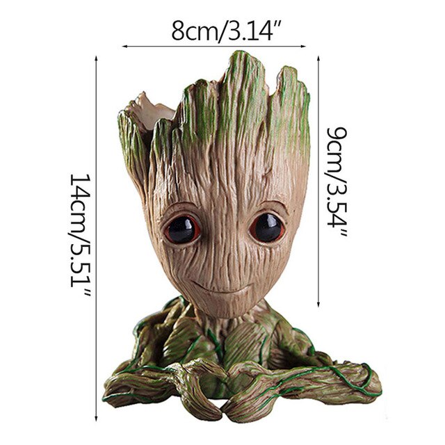 Pot de fleur moderne bébé Groot Pot de fleur stylo Pot jardin blanc plante pot en bois tissu intérieur jardinière succulente Pot bureau: Baby Groot 03