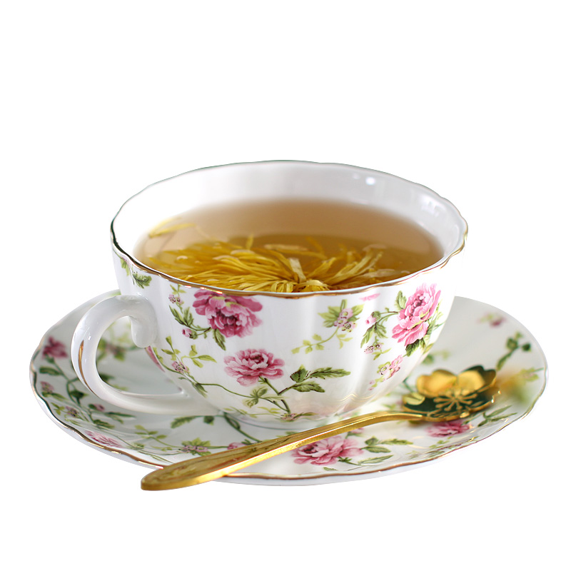 Porcelain Luxury Coffee Cup with Handle European Flowers Gold Bone China Tea Cups Set Tea Cup Set Kawaii Cup Cute Mugs Tazas 50