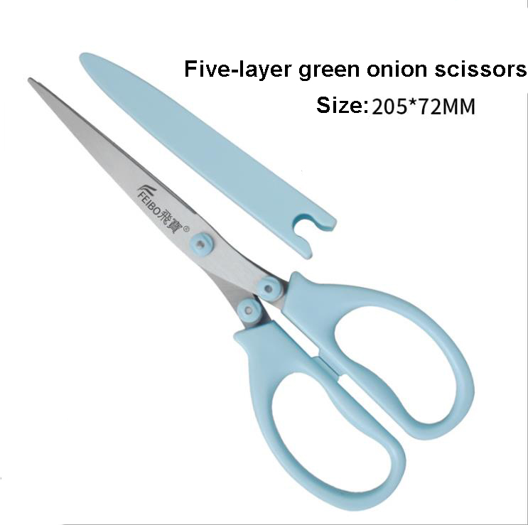 Herb Scissors with 5 Blades and Cover, Herb Scissors, Multipurpose Cutting Herb Stripper, Kitchen Shears Dishwasher Safe: 8inch Blue
