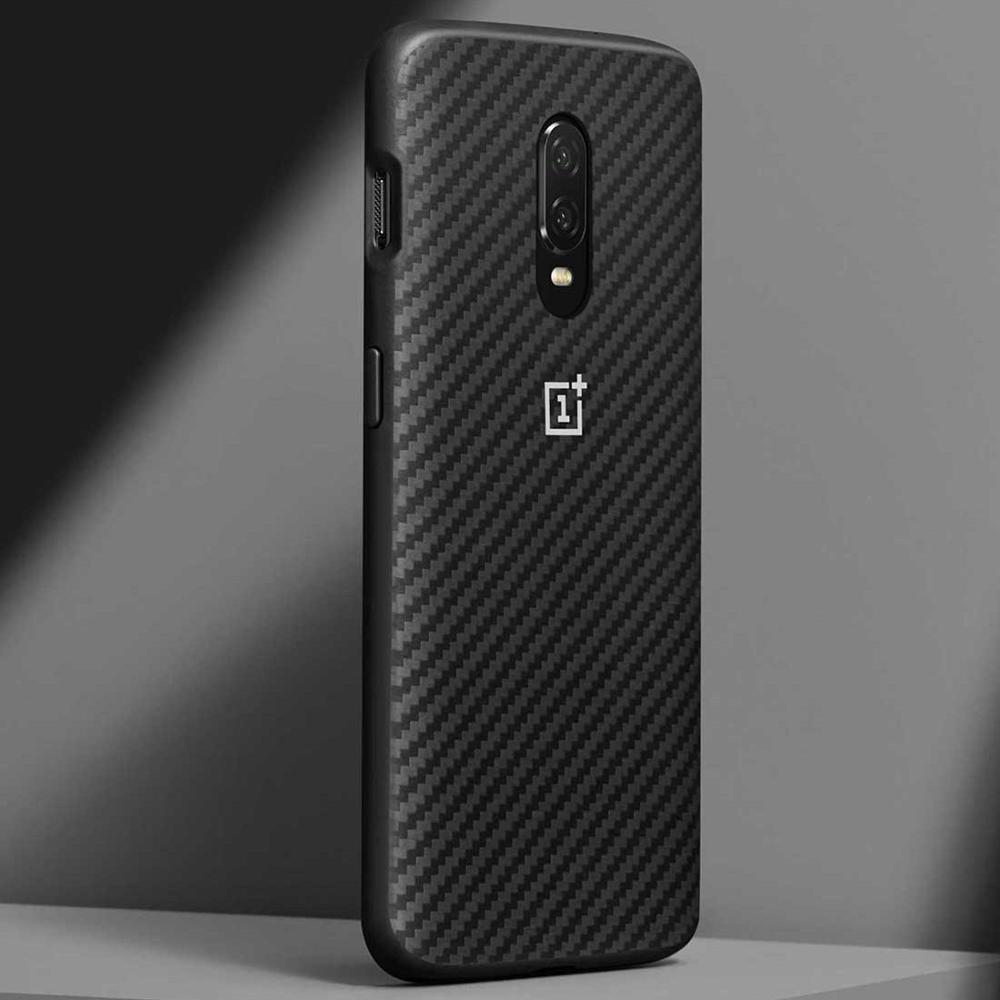 Oryginalny oficjalny dla OnePlus 6T prawdziwy piaskowiec Karbon matowy silikonowy czerwony zderzak drewno hebanowe szczupły powrót skóra twarda obudowa okładka