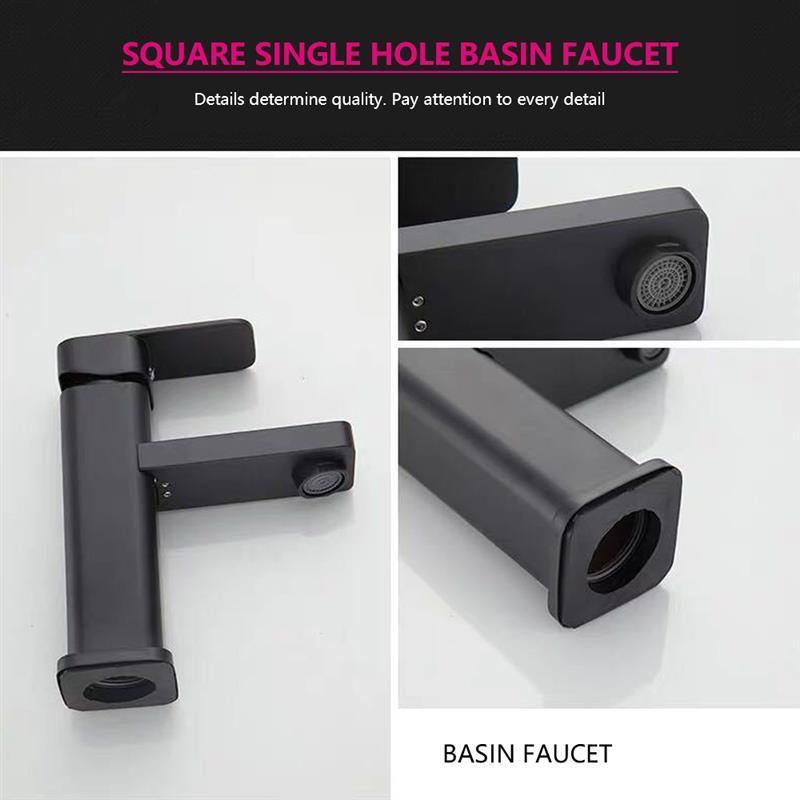 Zwart Vierkant Verf Wastafel Kraan Wastafel Kraan Badkamer Wastafelkranen Cold Mengkraan Enkel Gat Keuken Badkamer Armaturen