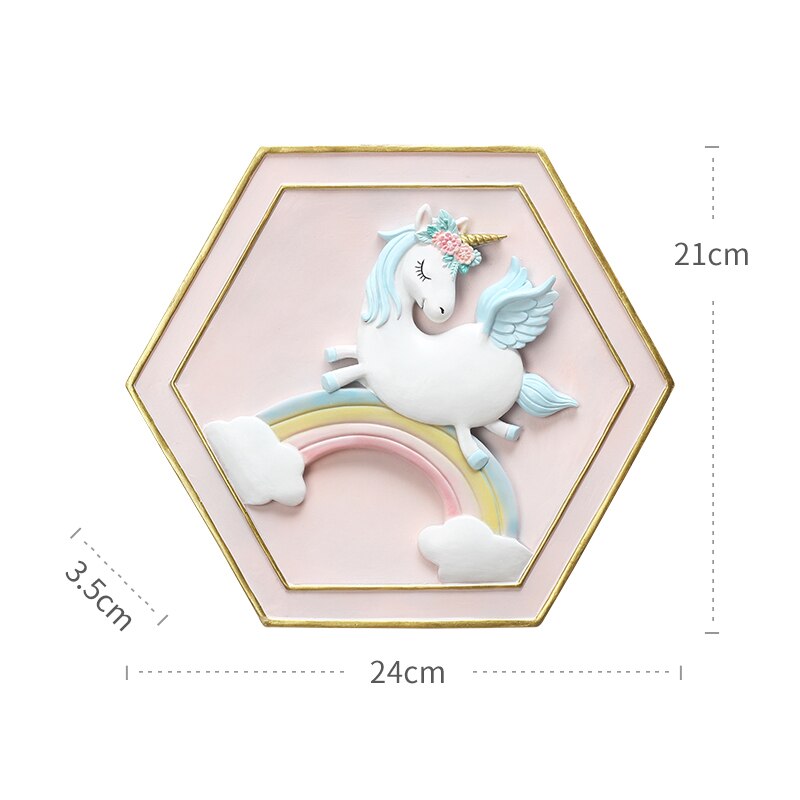 Unicorn väggdekoration vardagsrum bakgrund väggdekor flickarumdekoration babyflickorum dekor djurhuvud: D