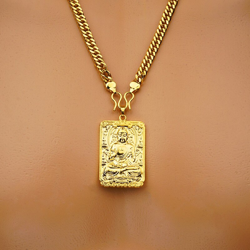 OMHXFC Europese Mode Man Party Verjaardag Huwelijkscadeau Rechthoek God Chinese Zodica 18KT Real Gold Charm Hanger PN75