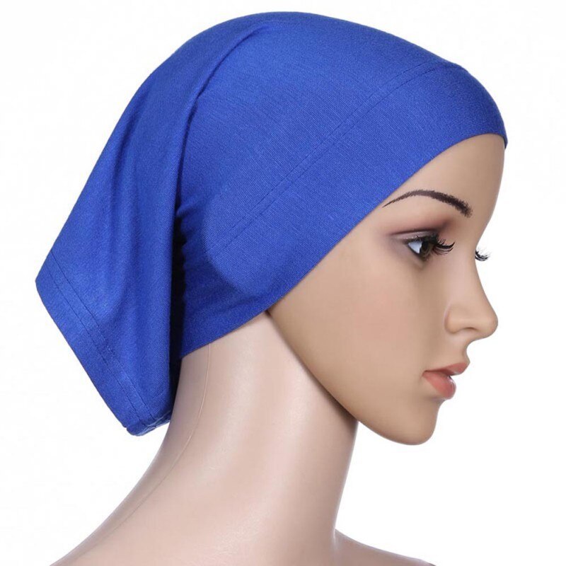 Djgrster stretchbar hijab undersjal keps sjal muslim islim halsduk inre pannband hijab polyester fiber 15 färger: Mörkblå
