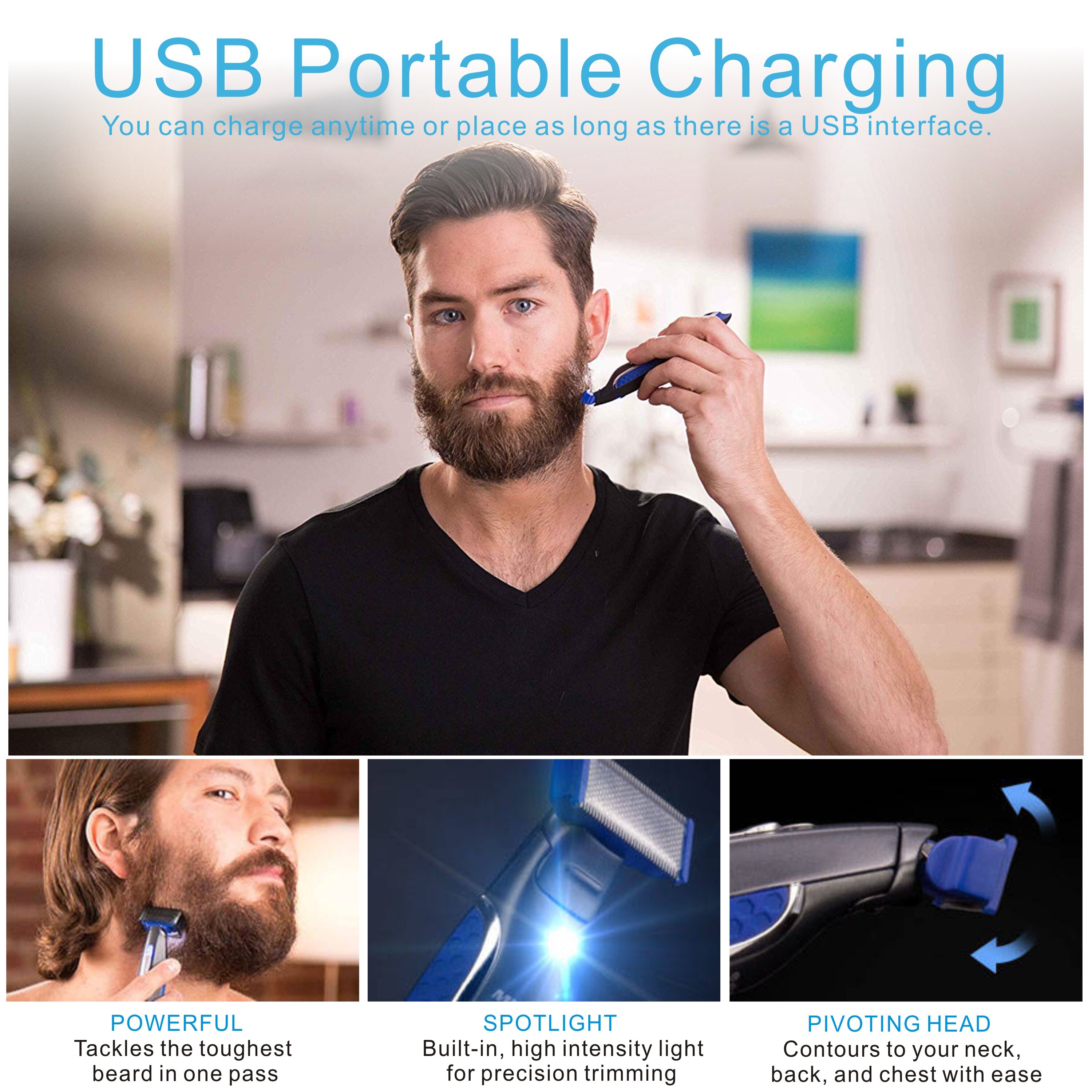 Elektrisk barbering skæg maskine barbermaskine usb genopladelige mænd vaskbar genopladelig elektrisk barbermaskine