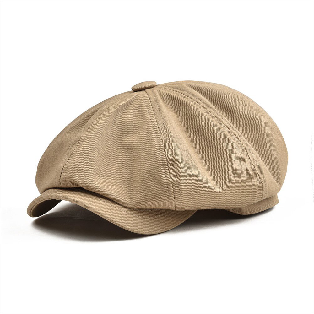 Grand grand casquette gavroche hommes sergé coton huit panneau chapeau femmes boulanger garçon casquettes kaki rétro chapeaux mâle Boina béret 003: Kaki / 56-57cm