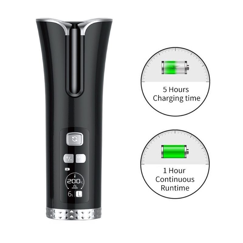 Wireless Automatic Hair Curler Cordless Rotating Curling Iron Stick LED Display Temperature Adjustable Wave styling Curler Wand