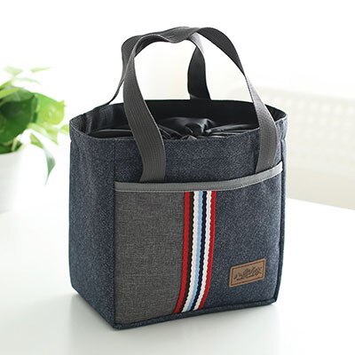 Women Insulated Oxford Lunch Bag Cotton Denim Blue Portable Thermal Lunch Box for Kids Food Cooler Bags Picnic Tote: 80060