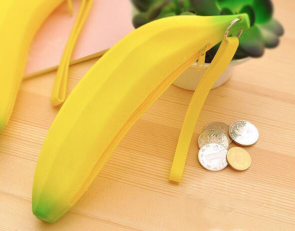 Uusi banaani silikoni koulu penaali söpö hedelmä kynä laukku säilytyspussi paperitavarat toimistotarvikkeet koulutarvikkeet escolar: 1