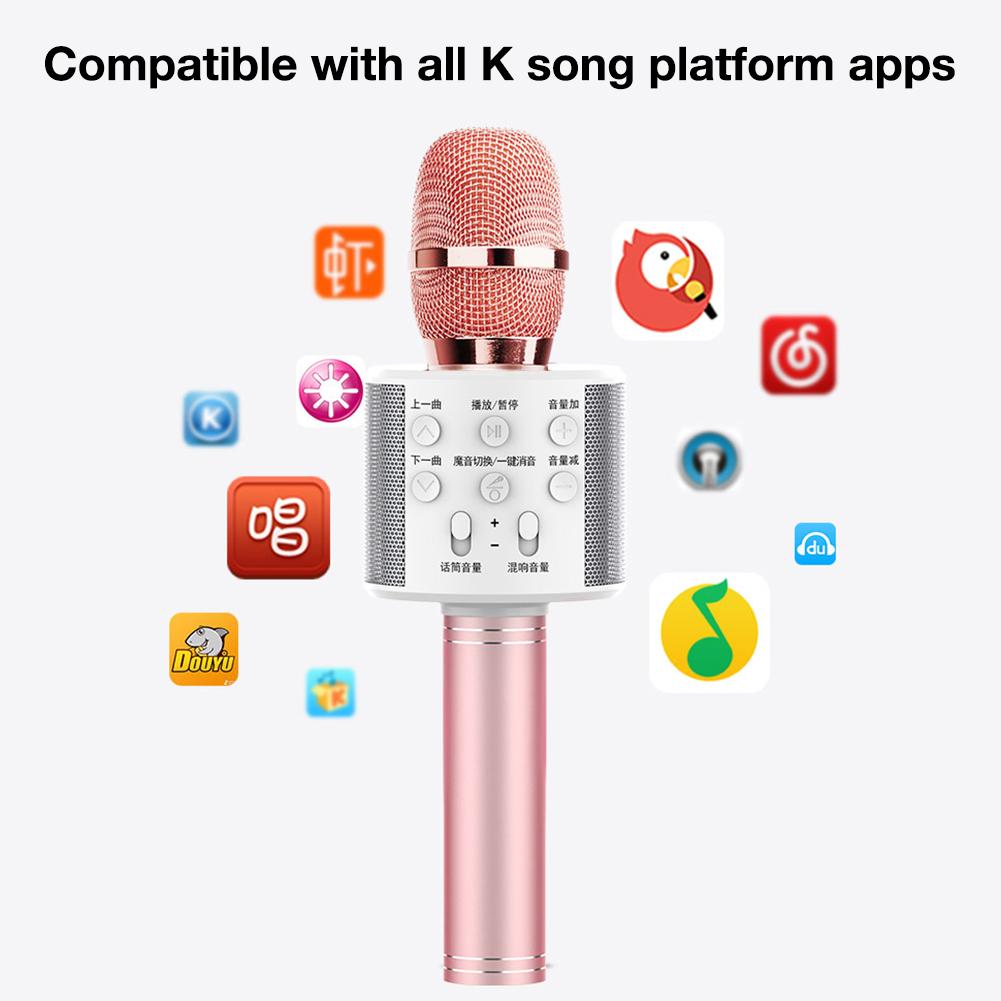 USB Mini Karaoke Wireless Microphone Bluetooth Karaoke Portable Handheld Speaker Home KTV Player Mic Karaoke WS-858