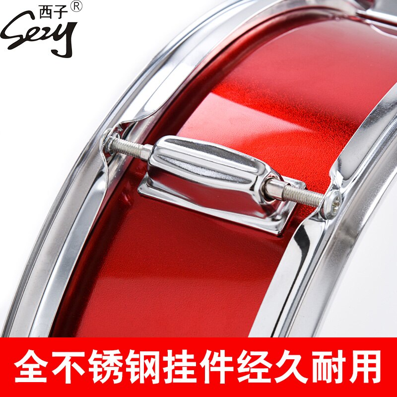 Instrumento de percusión de tambor Snare de 13/14 pulgadas de acero inoxidable con correa de palo de tambor, guante blanco, instrumentos de marcha