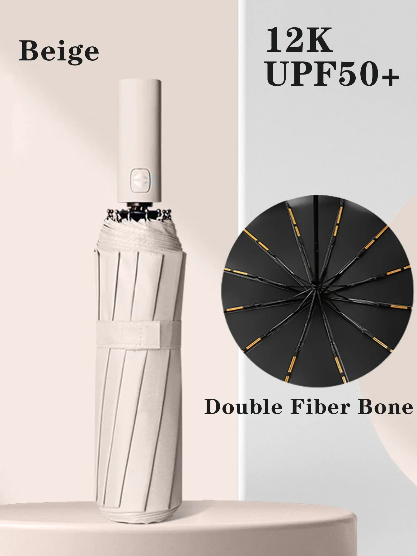 Restez protégé par tous les temps avec ce parapluie entièrement automatique 24 Sophia, plusieurs couleurs disponibles!: Beige