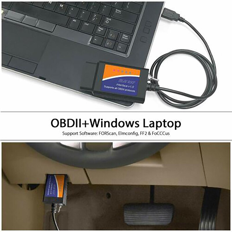 For ELM327 OBD2 Scanner Elm 327 USB V1.5 Bluetooth Code Reader Auto Diagnostic Scanner Tool Made for Forscan