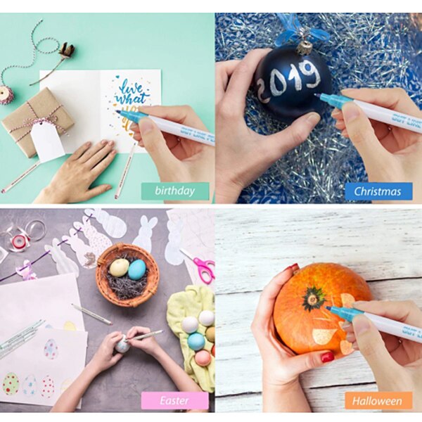 8 Colors/Set Card Writing Drawing Pens Double Line Outline Pen Stationery BV789