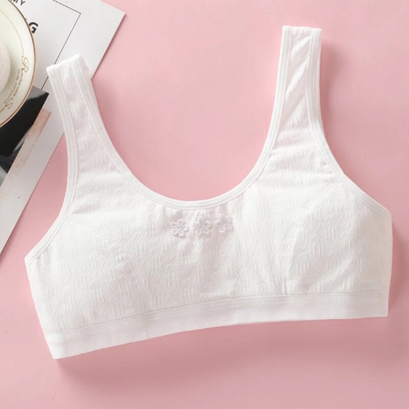 Crop top con spugna imbottita reggiseno sportivo da allenamento per ragazze intimo morbido per allenamento reggiseno in cotone per ragazze adolescenti