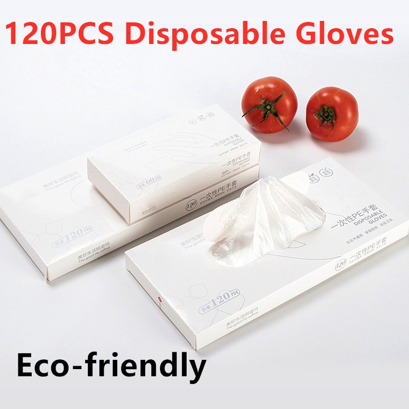 60/120PCS Box Disposable Gloves Transparent Thin Vinyl Gloves Eco-friendly Kitchen Baking Gloves Household Garden Cleaning Glove